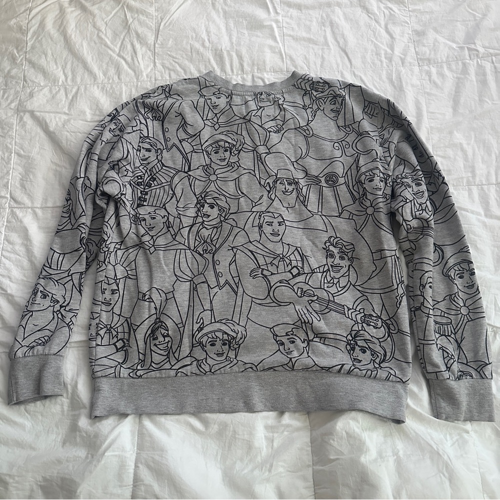 Disney Princes Gray Crew Neck Sweater
